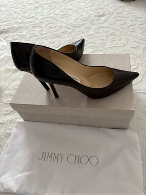 Jimmy Choo Black Leather Pointed-Toe Stiletto Pumps
